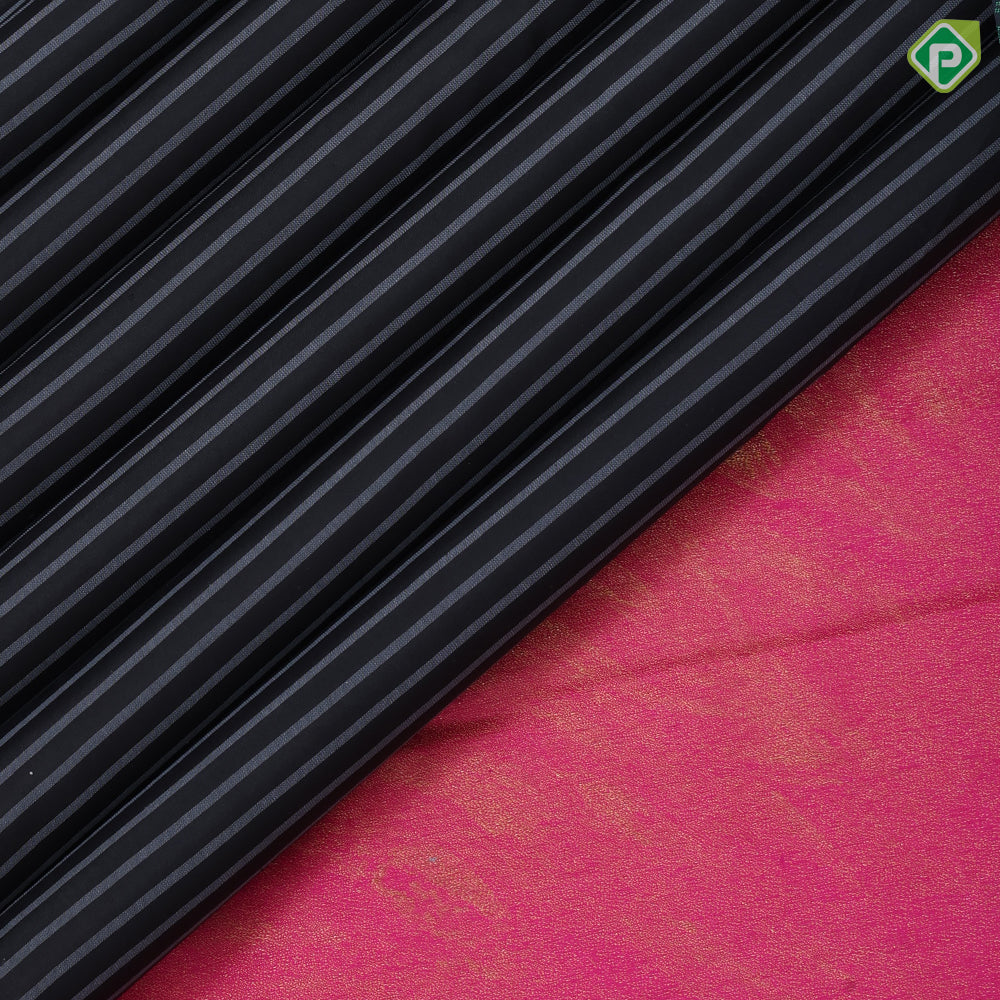 Black Colour Thread Lines Design Border Less Luxury Black Silk Saree