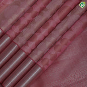 Peach pink base silver zari bubble tissue weaved self silver zari bavanji border trendy designer silk saree