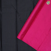 Black Colour Thread Lines Design Border Less Luxury Black Silk Saree