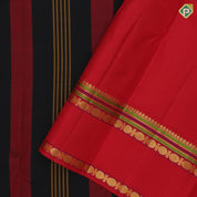 Luxury black with maroon and golden yellow stripes design gold zari with silk thread lines retta pett ganga jamuna border silk saree