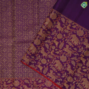 Purple base gold zari brocade body design self gold zari Vanasingaram meena work design border wedding silk saree