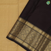 Sandal gold zari zari kattam design chocolate brown gold zari fancy floral butta border fusion silk saree