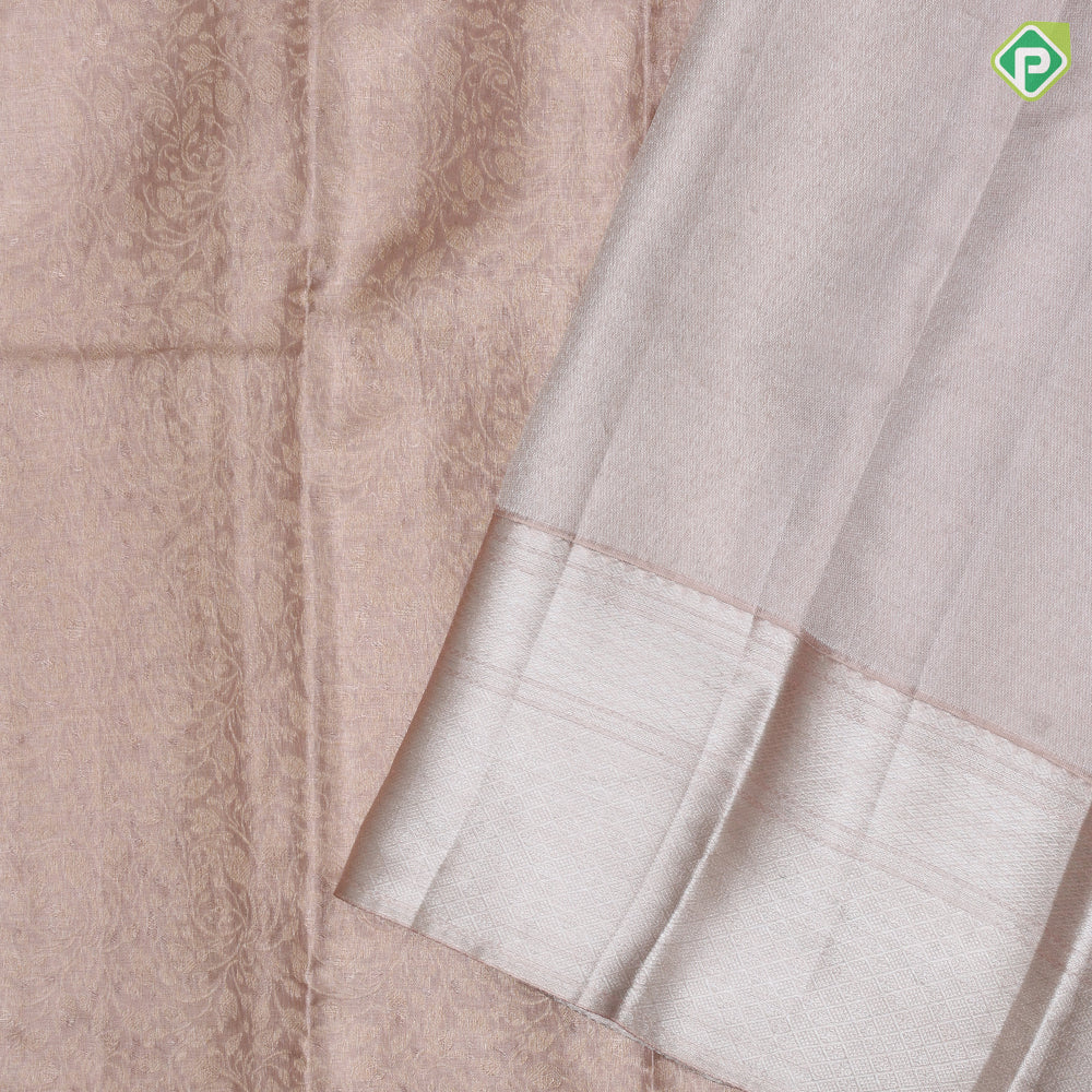 Lilac lavender silver gold zari tissue grand design self silver zari diamond butta border grand tissue silk saree