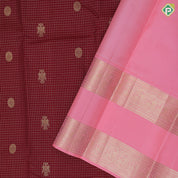 dark maroon gold zari kaatam butta design pale pink gold zari retta pett border traditional silk saree