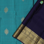 Teal green silver and gold zari double parrot round butta purple blue gold zari yaali butta border traditional silk saree