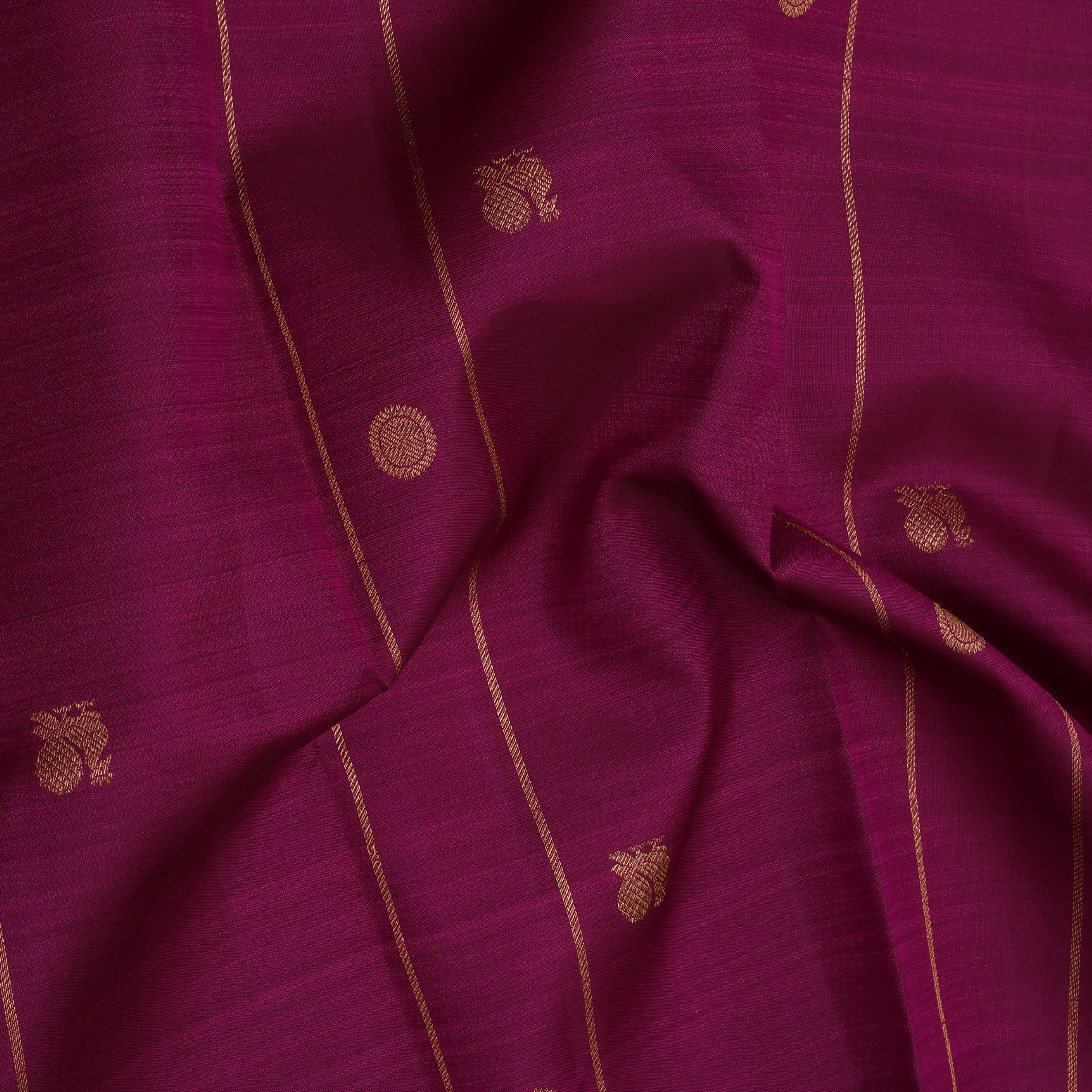 Purple gold zari peacock chakram lines vanasingaram box borderless trendy designer silk saree