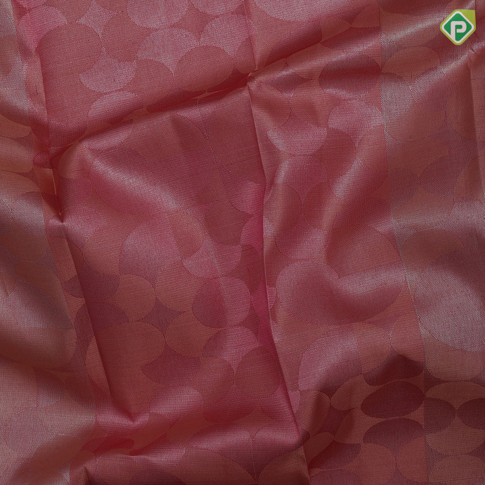 Peach pink base silver zari bubble tissue weaved self silver zari bavanji border trendy designer silk saree
