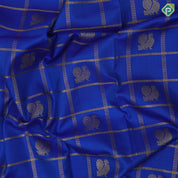 Royal blue gold zari peacock butta window panel kattam peacock green gold zari banaras style border Navratri special silk saree