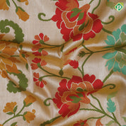 Mustard yellow with multi color meena work banaras design self designed border tusser tissue saree