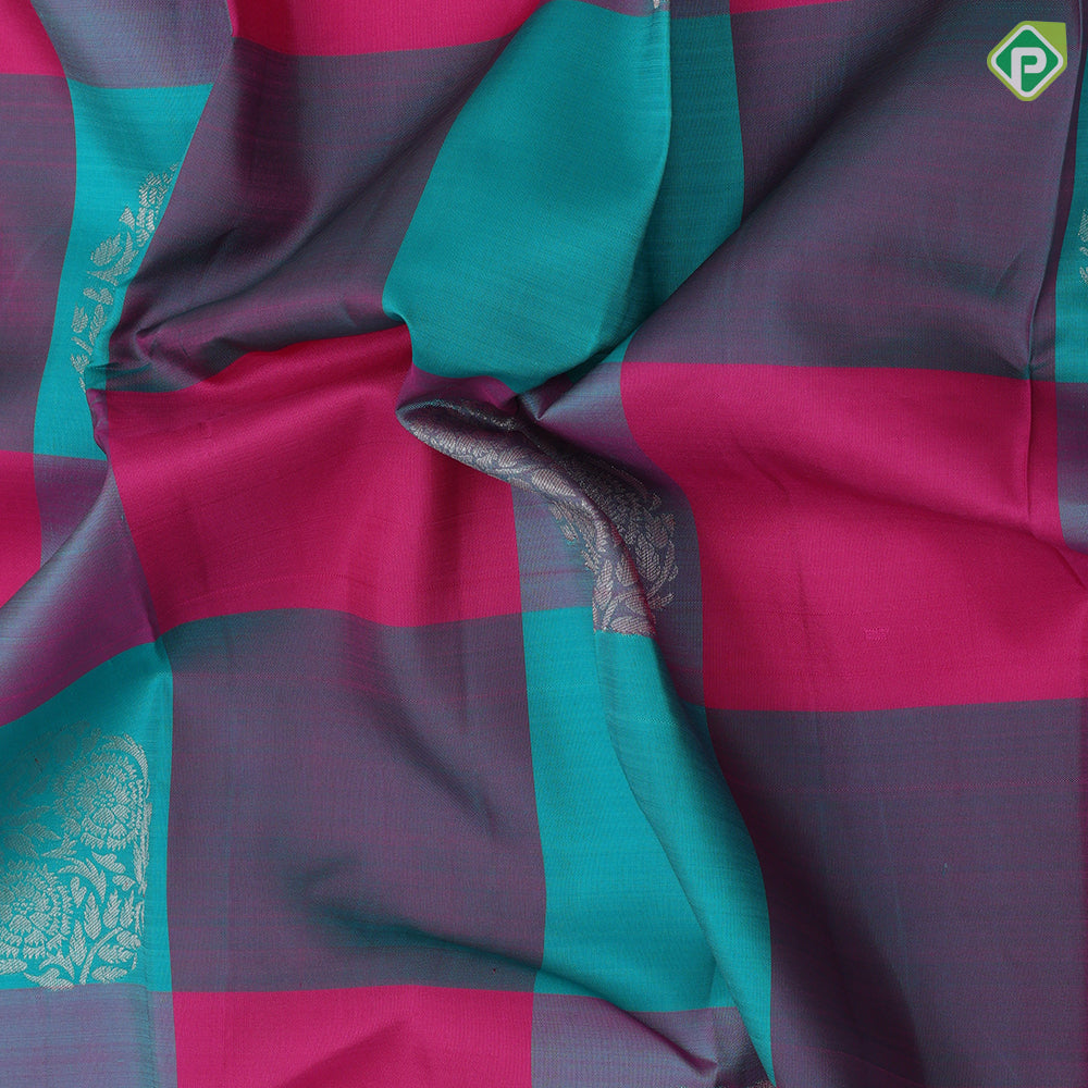 Multi Colour Silver Zari Floral Design Gray Lotus Floral Border Design Trendy Fancy Silk Saree
