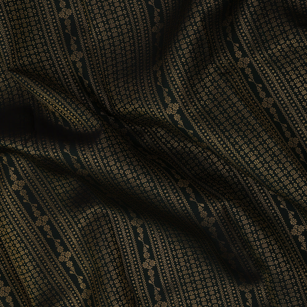 Bottle Green Gold Zari Floral Brocade Design Dark Pink Ruthracham Bavanji Border Design Wedding Silk Saree