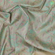 Sage green base multi color thread fancy flower bot design self multicolor zari fancy flower butta border trendy designer silk saree