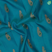 Peacock Blue Gold Zari Peacock Motif Design Green Mango Peacock Border Design Pure Mix Silk Saree