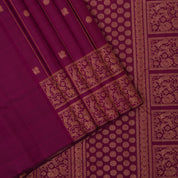 Purple gold zari peacock chakram lines vanasingaram box borderless trendy designer silk saree