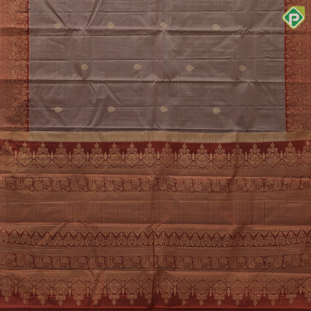 Emarald green gold zari leaf butta motif purple gold zari peacock banaras style design border gift silk saree