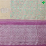 Sage green base multi color thread fancy flower bot design self multicolor zari fancy flower butta border trendy designer silk saree