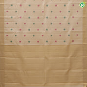 Sandal and multi color silk thread peacock chakkaram butta self gold zari and green edge border traditional silk saree