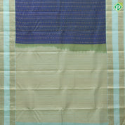 Peacock blue gold zari checks and beads design pista green gold zari rettapet border gift silk saree