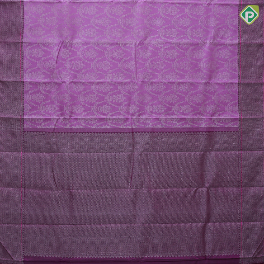 Lavender pink silver zari grand floral design purple pink silver zari square design border grand bridal silk saree