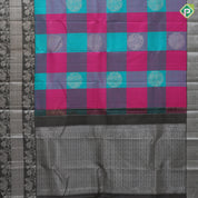 Multi Colour Silver Zari Floral Design Gray Lotus Floral Border Design Trendy Fancy Silk Saree
