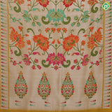Mustard yellow with multi color meena work banaras design self designed border tusser tissue saree