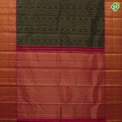 Bottle Green Gold Zari Floral Brocade Design Dark Pink Ruthracham Bavanji Border Design Wedding Silk Saree