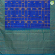Royal blue gold zari peacock butta window panel kattam peacock green gold zari banaras style border Navratri special silk saree