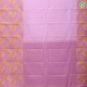 Pink gold zari stripes plain design self with multi color chevron zig zag pattern border trendy designer silk saree