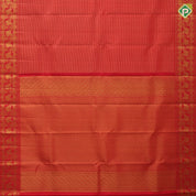 Brick red gold zari vairaoosi lines self gold zari annam butta arch border traditional silk saree