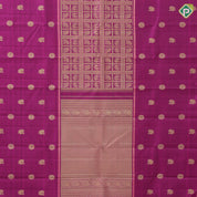 Purple gold zari elephant peacock butta checks self peacock chakkaram butta high border signature silk saree