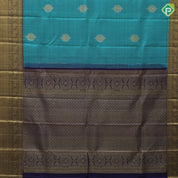 Teal green silver and gold zari double parrot round butta purple blue gold zari yaali butta border traditional silk saree