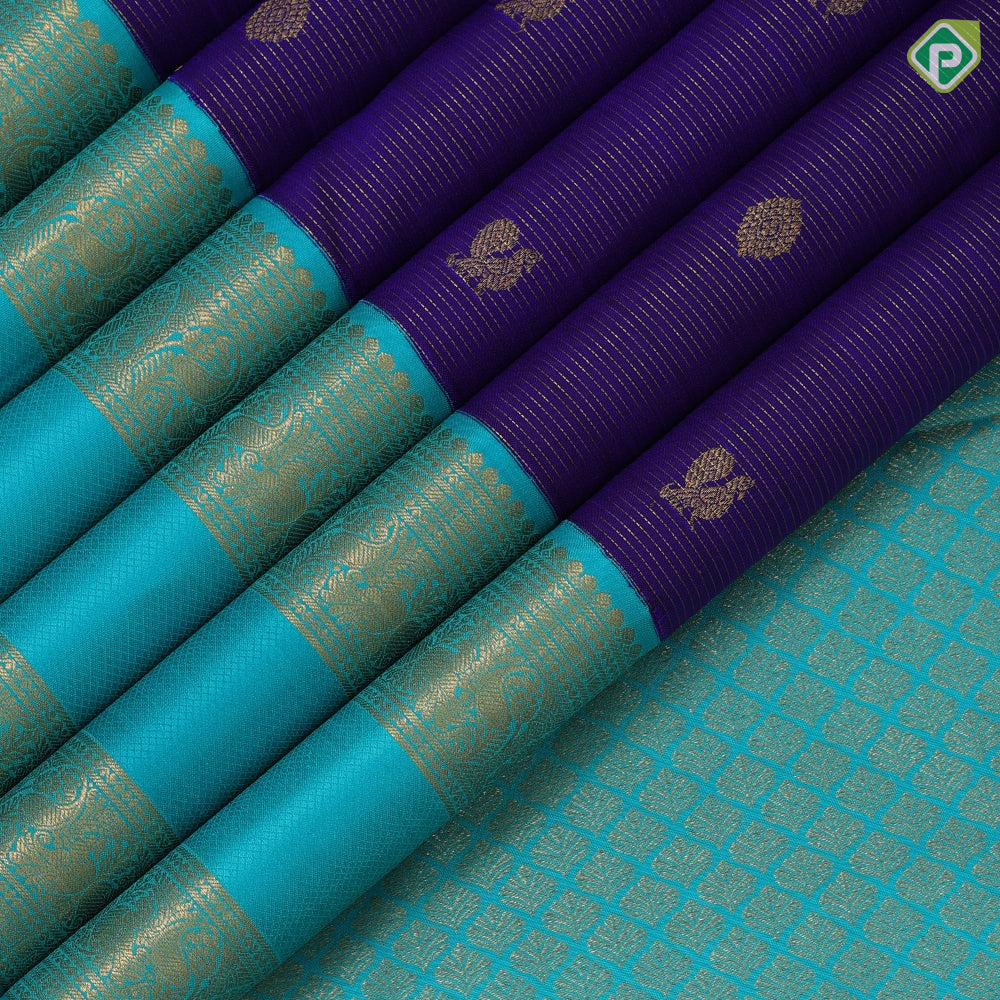 Navy blue gold zari vairaoosi Annam rudraksham butta rexona green gold zari retta pett border vintage traditional silk saree