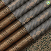 Gray Gold Zari Vairaoosi Checks Jumki Design Bottle Green Mayilkan Flower Border Design Traditional Silk Saree