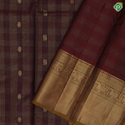 Dark Maroon Small Checks Peacock Chagaram Butta Design Self Colour Hours Ruthracham Zig Zag Border Design traditional Silk Saree