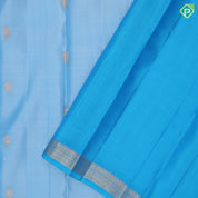 Ocean Blue Gold Zari Thilagam Peacock Butta Design Rama Blue Flower Border Design Pure Mix Silk Saree