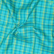 green tri colour shades classic checks design creamy sandal gold zari retta pattai border retro traditional silk saree