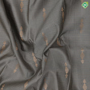 Gray Gold Zari Vairaoosi Checks Jumki Design Bottle Green Mayilkan Flower Border Design Traditional Silk Saree