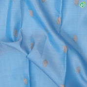 Ocean Blue Gold Zari Thilagam Peacock Butta Design Rama Blue Flower Border Design Pure Mix Silk Saree
