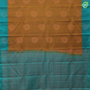 Golden Olive copper zari fancy flower butta deep emerald green copper zari flower butta border pure mix silk saree