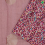 Peach Based Colour Coin Design Contrast Peacock Flower Border Fancy Cotton Saree