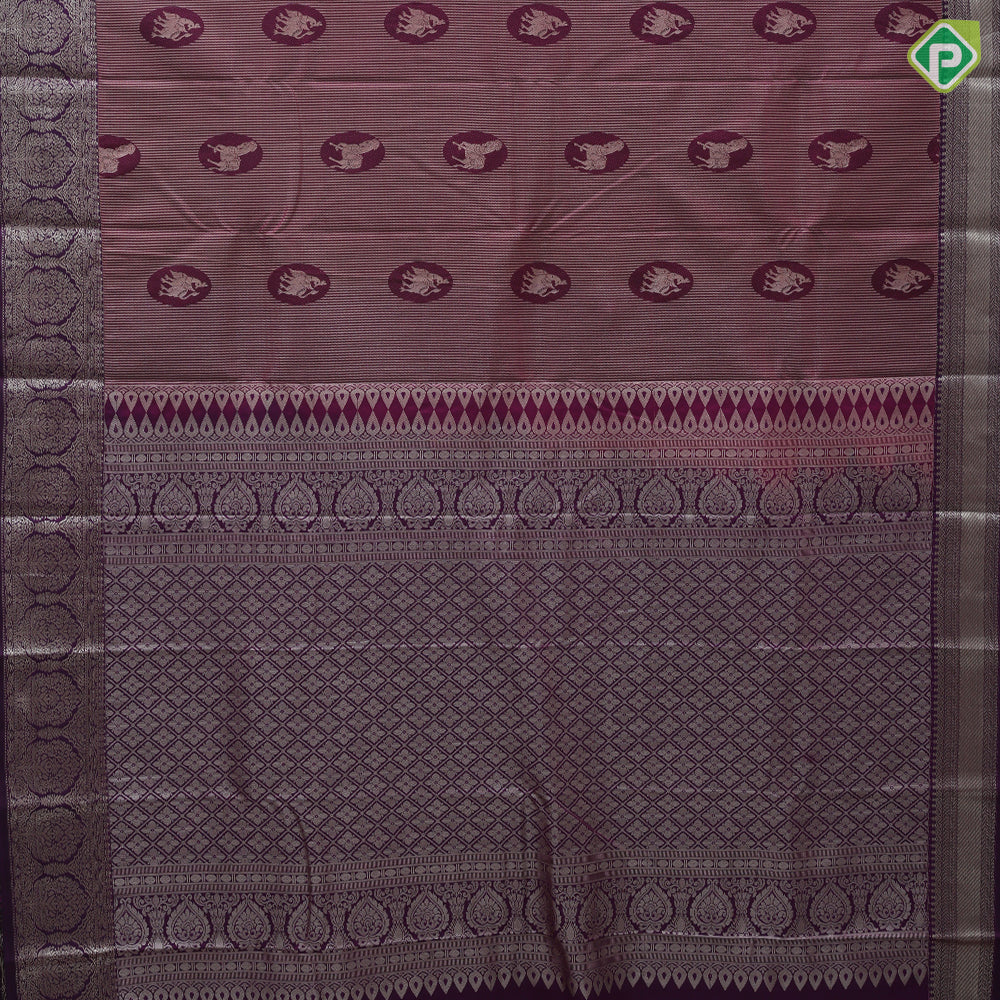 Maroon with neem zari stripes and round butta violet silver gold zari fancy butta border Art silk saree