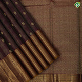 Dark Maroon Small Checks Peacock Chagaram Butta Design Self Colour Hours Ruthracham Zig Zag Border Design traditional Silk Saree