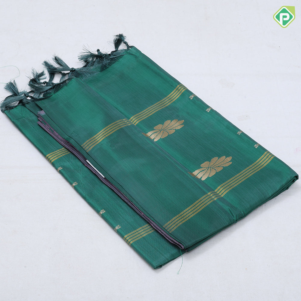 pastel color body dark color pallu concept soft fancy banana pith hot silk saree