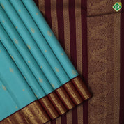 Bermuda Gold Zari Small Motif Design Dark Brown Peacock Ruthracham Border Deign Traditional Silk Saree