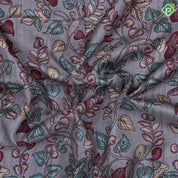 Multi color kalamkari style digital printed design double design border semi tusser saree