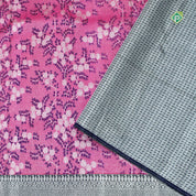 Rose Pink Silver Zari Geometric Zig Zac Design Trendy Designer Silk Saree