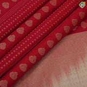 Rani red gold zari Stripes Thilagam stripes design sandal gold zari rangoli design border art silk saree