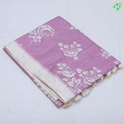 trending colors cream printed flower design white temple border semi tusser saree