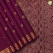 Hot magenta gold zari annam rudraksham butta design self gold zari edge border traditional silk saree