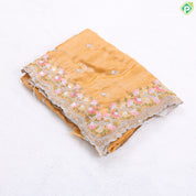 Mint green tissue effect diamond embroidered butta multi color floral cut work embroidery fancy saree